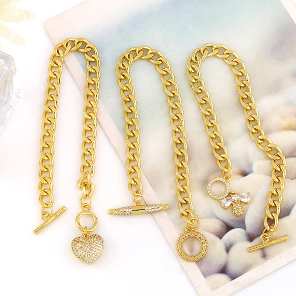 European and American hip-hop jewelry simple geometric OT buckle versatile hand jewelry female fashion love heart bracelet brc90