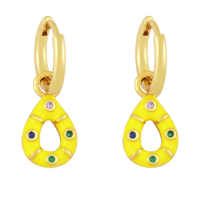 Clearance teardrop-shaped oil-drop zircon earrings simple and versatile candy-colored earrings sweet earrings for women erx98