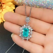 European and American popular imitation jewelry luxury retro shining colored gem pendant blue green necklace earring set