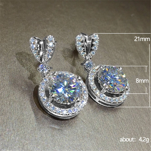 Wedding Bridal Jewelry Exquisite Zircon Heart-Shaped Drop Earrings for Women European and American Quality Earrings Manufacturer Wholesale