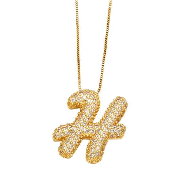 AS jewelry new hot selling writing full zirconium 26 English letters pendant necklace clavicle chain nkz14