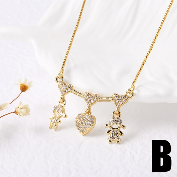 AS jewelry hot selling gold-plated boy and girl couple hug pendant necklace clavicle chain nkb071