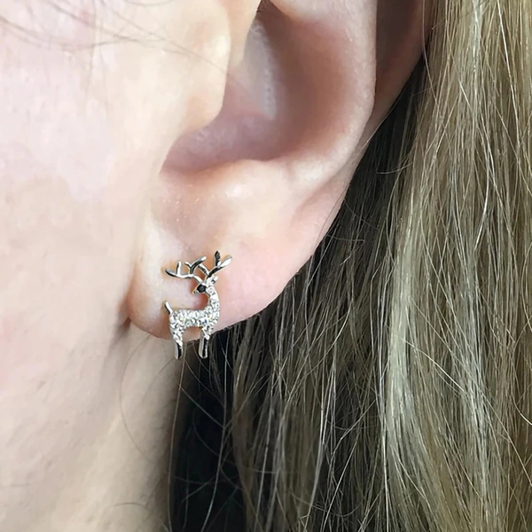  Cute deer earrings for women, fashionable Christmas matching earrings, exquisite holiday gift, micro-inlaid jewelry
