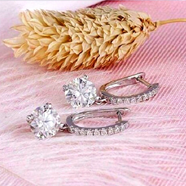 Popular European and American earrings, fashionable OL super shiny full diamond crystal earrings, micro-inlaid zircon women's earrings and ear hooks