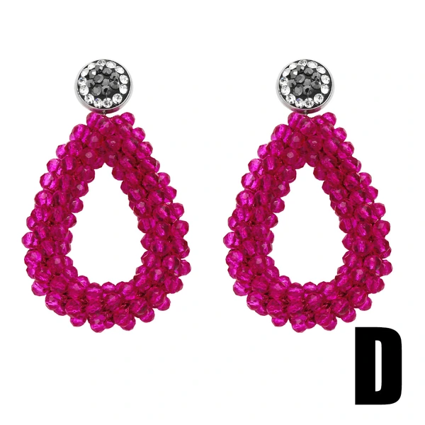 Creative hand-woven colorful rice bead earrings European and American personality Bohemian style water drop earrings earrings ers68