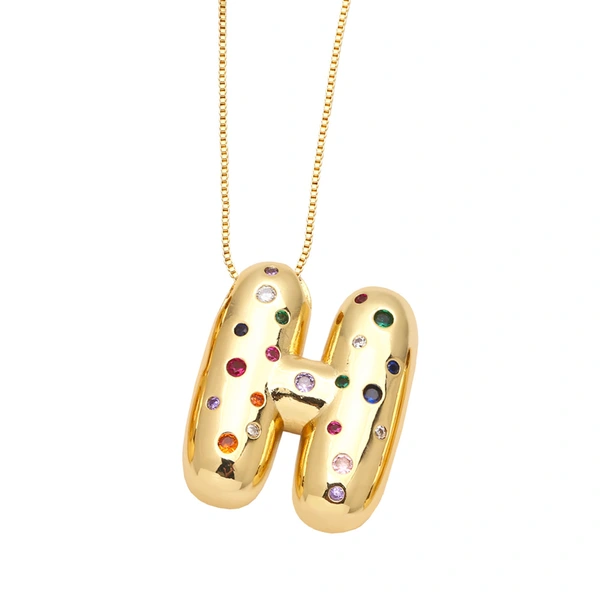 AS jewelry 26 English letters necklace gold-plated inlaid colored zircon clavicle chain nkb070