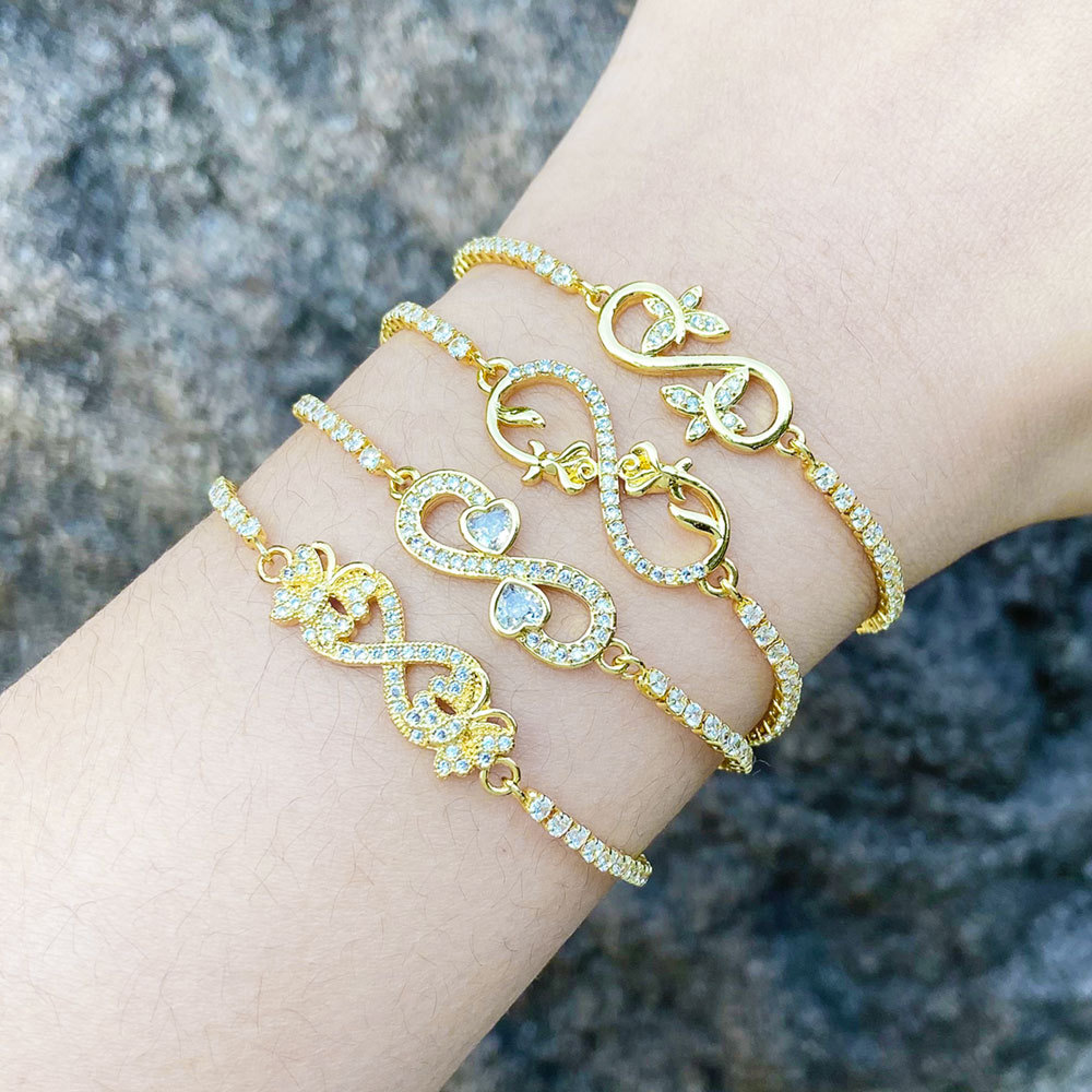 Hot selling flower bracelet personality creative high-end inlaid zircon gold-plated hand jewelry brm42