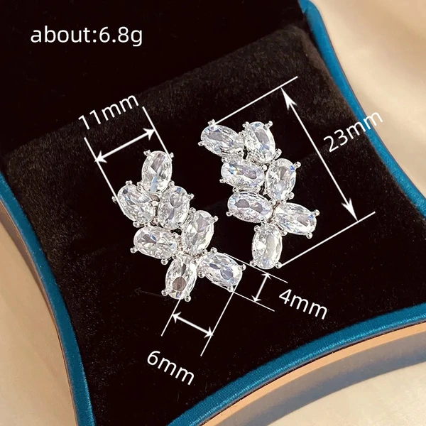  Korean elegant OL temperament earrings mix and match sparkling zircon micro-inlaid oval earrings factory direct sales