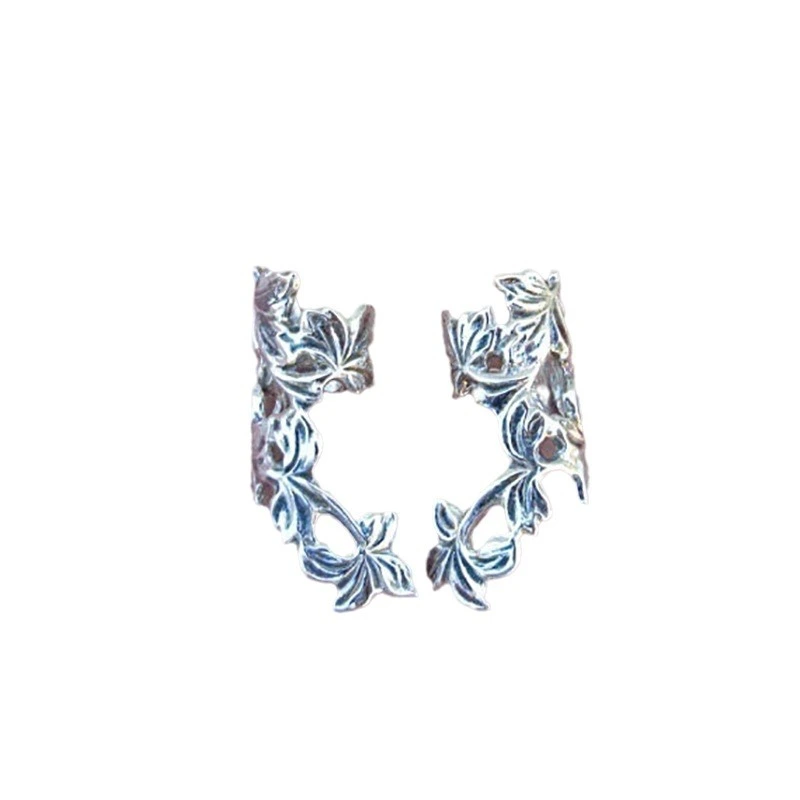 European and American style retro hollow copper electroplated ear clip leaf no ear piercing ear bone clip female fashion earrings earrings