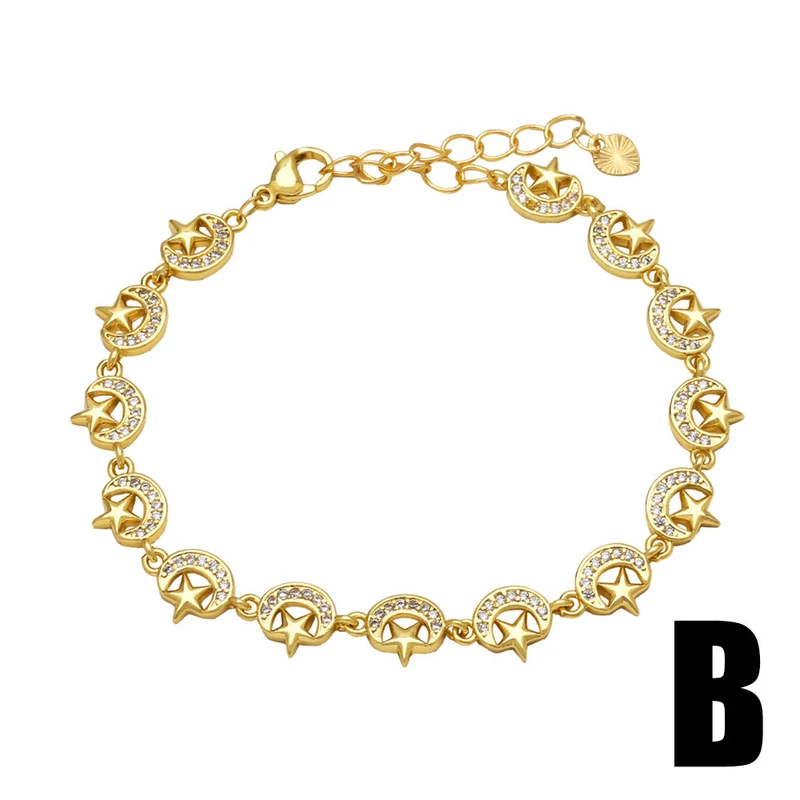 AS jewelry four-leaf clover bracelet female gold-plated full zircon love heart moon bracelet brk36