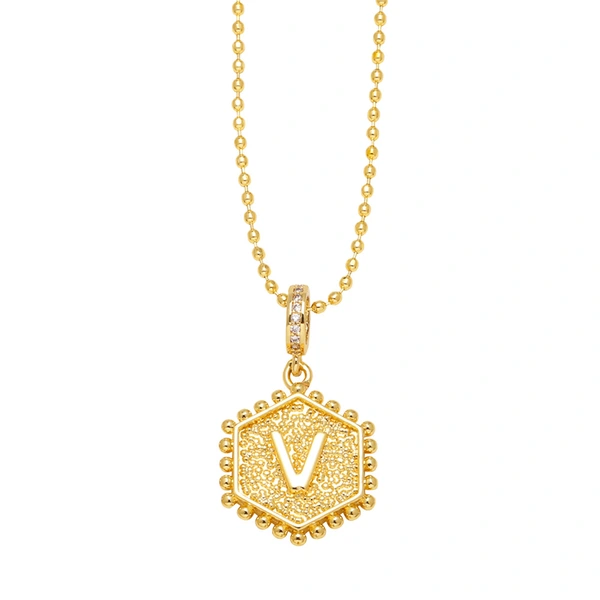 AS jewelry European and American hexagonal heart 26 English letters necklace clavicle necklace nkb296 necklace