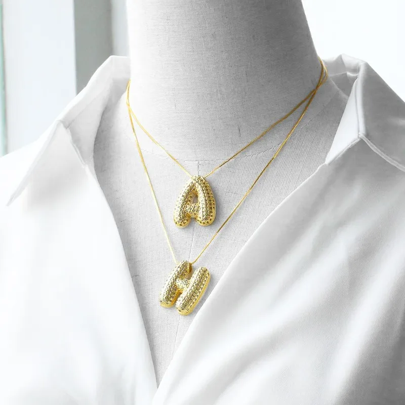 AS jewelry European and American 26 English letters necklace female full zircon copper plated 18k gold clavicle chain nka059