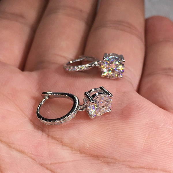 European and American style earrings fashionable creative round diamond zircon ear clips for women niche design versatile earrings