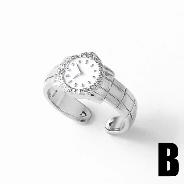 AS jewelry European and American inlaid zircon copper plated real gold watch ring female style open ring rij80