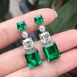 2024 European and American new earrings light luxury emerald cut zircon earrings female internet celebrity style personality earrings
