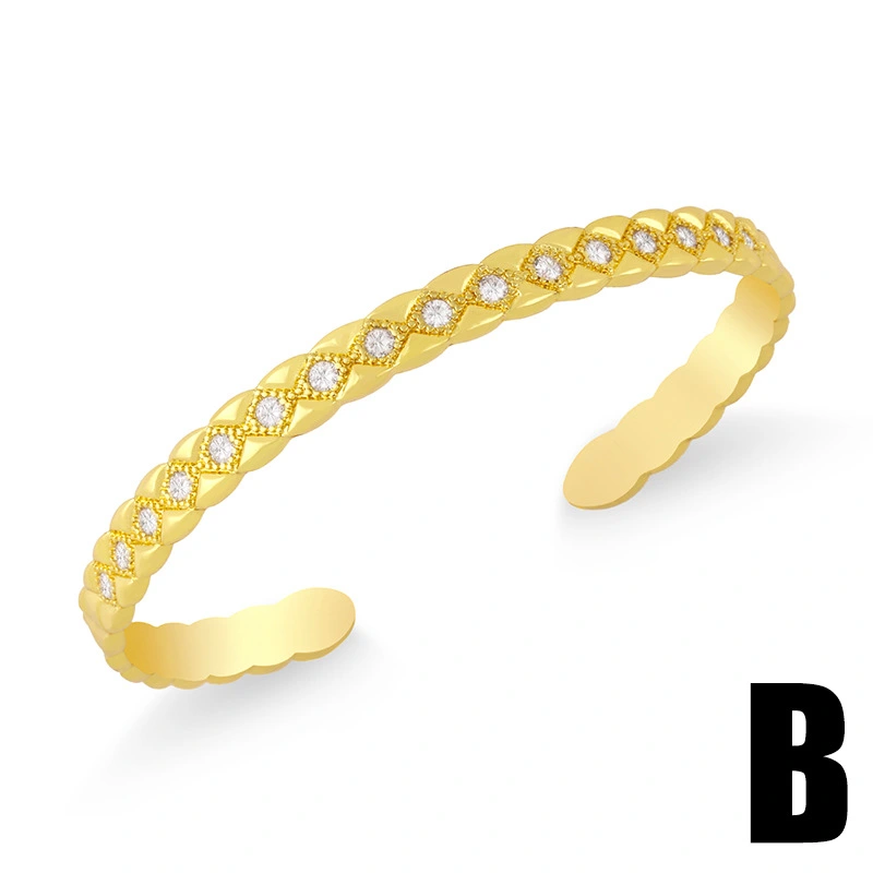 European and American fashion personality exaggerated leopard bracelet inlaid with zircon narrow plate starry sky nail open bracelet female brd22