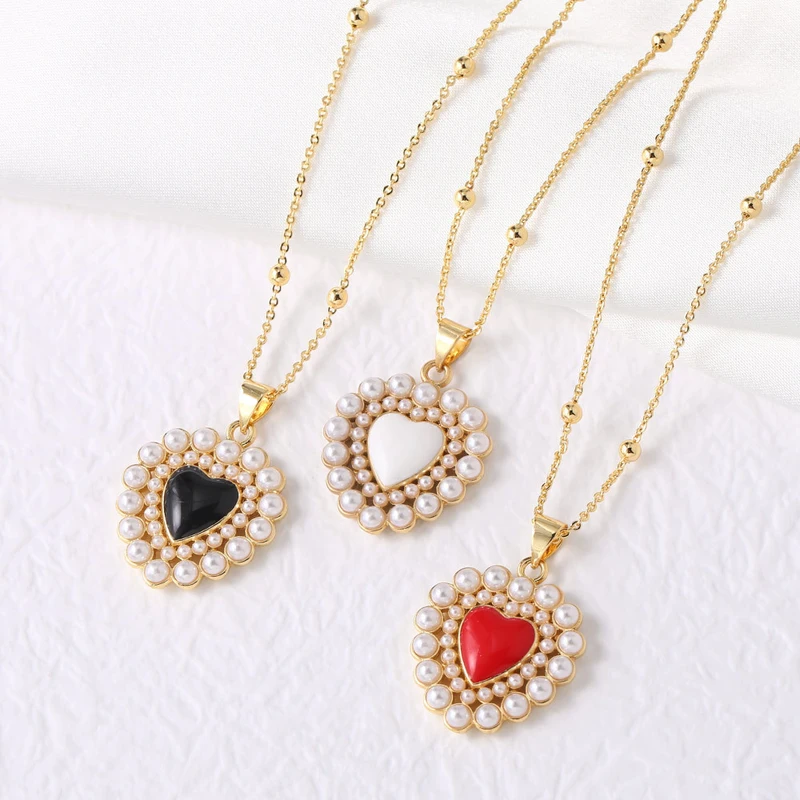 AS jewelry gold-plated pearl heart-shaped pendant necklace clavicle chain nkb482 necklace