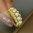  Inlaid zircon round design ring for women French temperament sweet design daily matching single ring