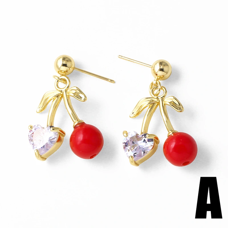 AS jewelry cross-hot fruit love peach heart cherry pendant earrings earrings female era231