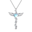  Glossy niche design necklace Internet celebrity style love wings design jewelry sweet and cool imitation moonstone style