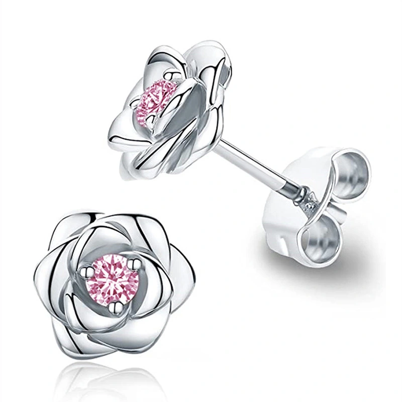 Rose series small fragrance style earrings flower design exquisite fashion sweet style versatile temperament earrings