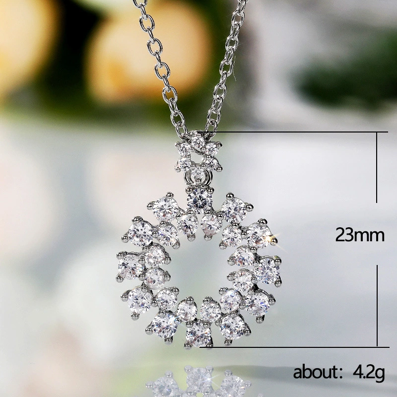   New accessories fashion simple wreath women's pendant necklace micro-inlaid zircon platinum jewelry