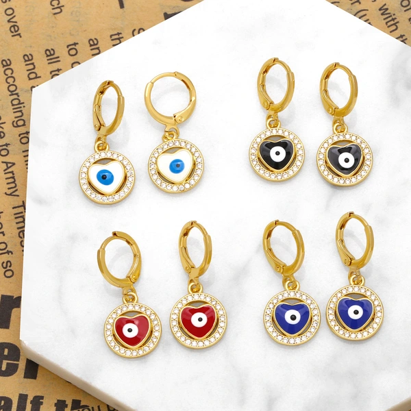 Clearance European and American jewelry personality oil drop heart-shaped devil eye earrings women's trendy all-match earrings ert56