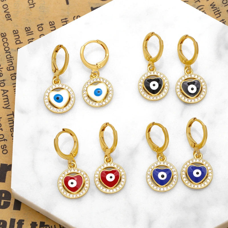 Clearance European and American jewelry personality oil drop heart-shaped devil eye earrings women's trendy all-match earrings ert56