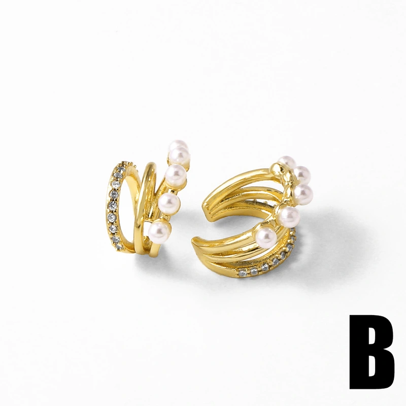 AS real shot European and American hot selling gold-plated pearl C-shaped ear bone clip earrings earrings era070 ear cuff