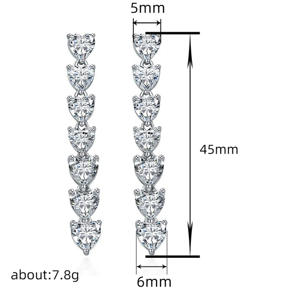Love long chain shiny earrings for women inlaid with zircon fashionable girl earrings popular ultra-thin gift