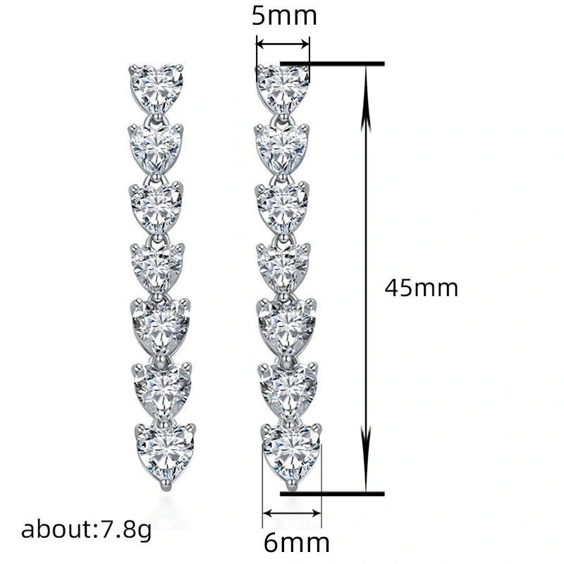 Love long chain shiny earrings for women inlaid with zircon fashionable girl earrings popular ultra-thin gift