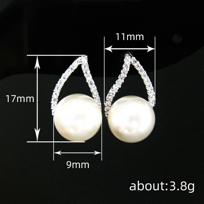  High-end V-shaped earrings with imitation pearl design, exquisite earrings, high-end and elegant popular simple earrings