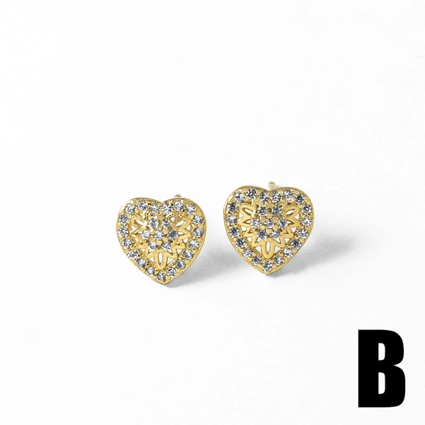 AS jewelry hot selling simple style love heart-shaped earrings female copper plated 18k gold earrings era255