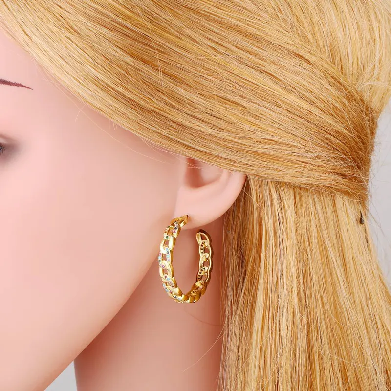 Clearance European and American earrings personality exaggerated large circle chain earrings street shot diamond earrings ery62