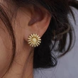  Light luxury style micro-inlaid zircon earrings exquisite sunflower popular earrings fashionable temperament high-end earrings