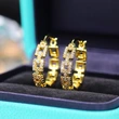 European and American design zircon earrings simple high-end ring chain earrings for women