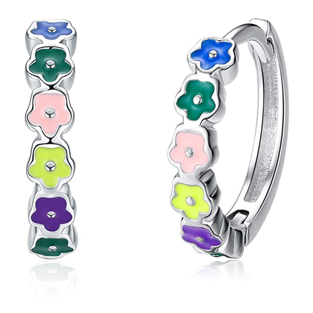   Hot selling flower drop glue earrings for women, sweet and fresh colorful flower forest style literary earrings