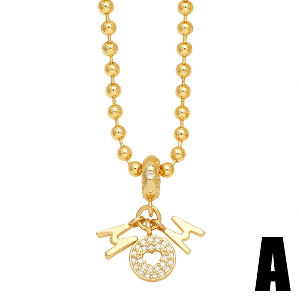 Clearance fashion simple English letter love pendant full diamond zircon letter necklace female nkq11