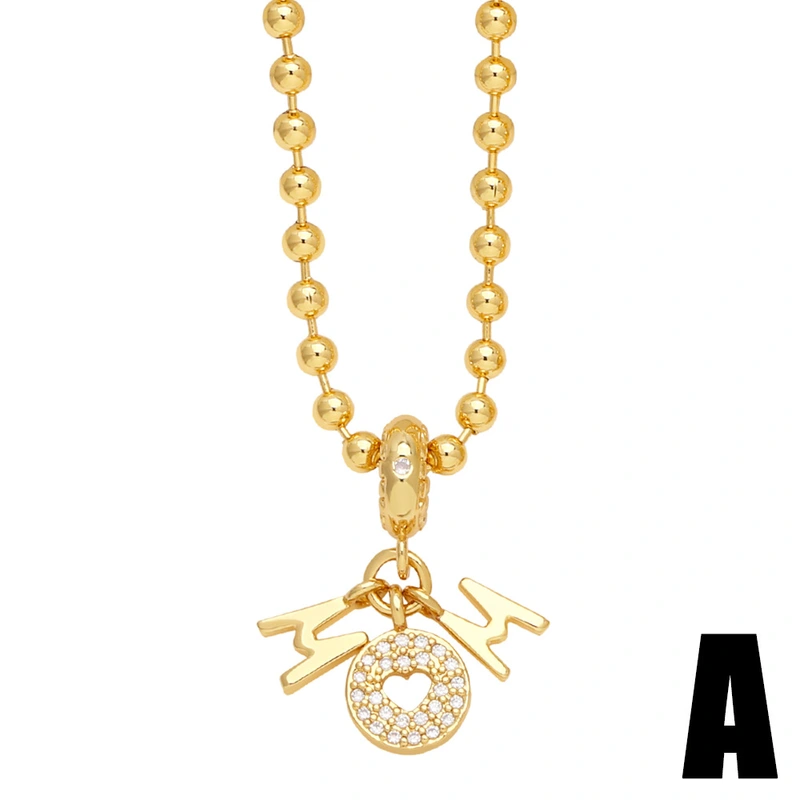 Clearance fashion simple English letter love pendant full diamond zircon letter necklace female nkq11