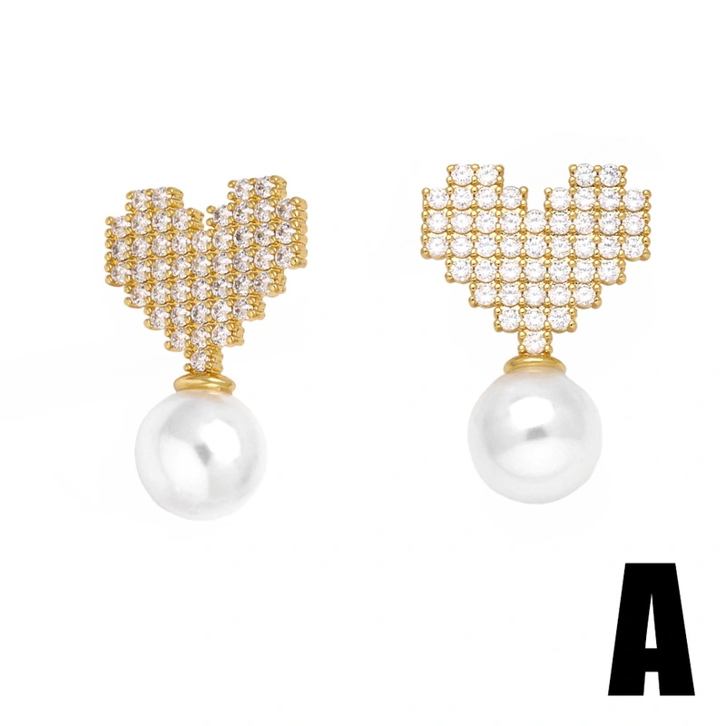 2024 new jewelry love pearl earrings versatile high-end gold-plated zircon earrings era164