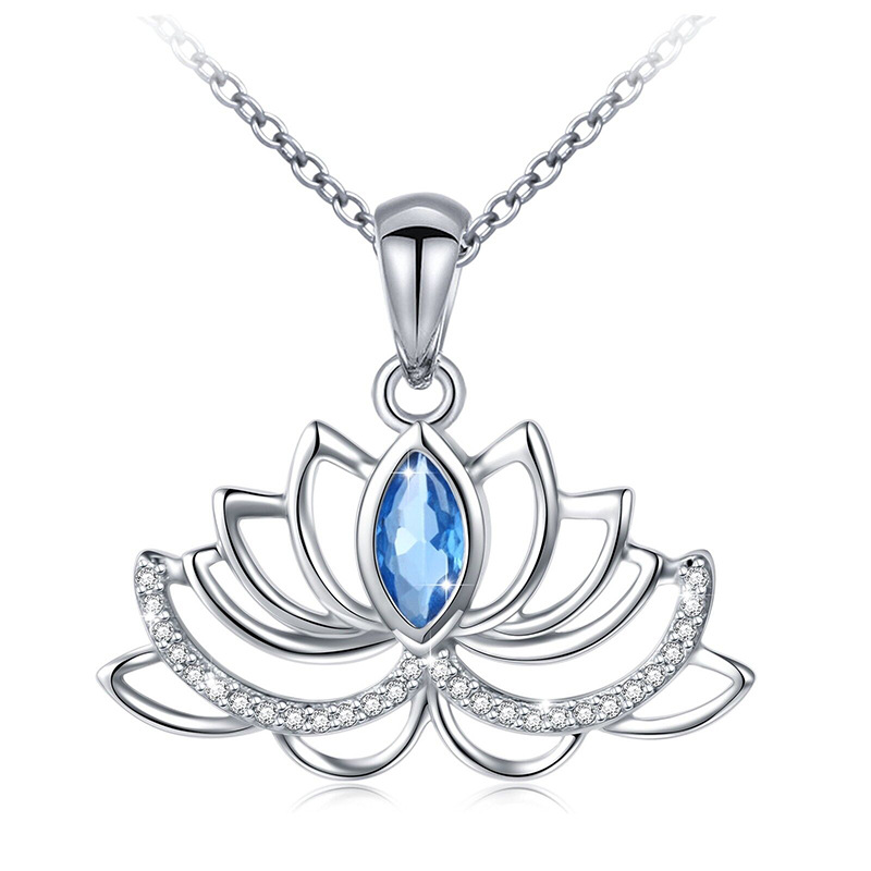  European and American elegant high-end lotus necklace fashion high-end luxury necklace European and Korean hollow necklace