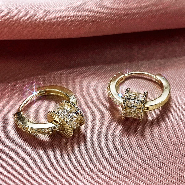 Small waist good luck earrings for women simple detachable full zircon earrings fashionable copper earrings