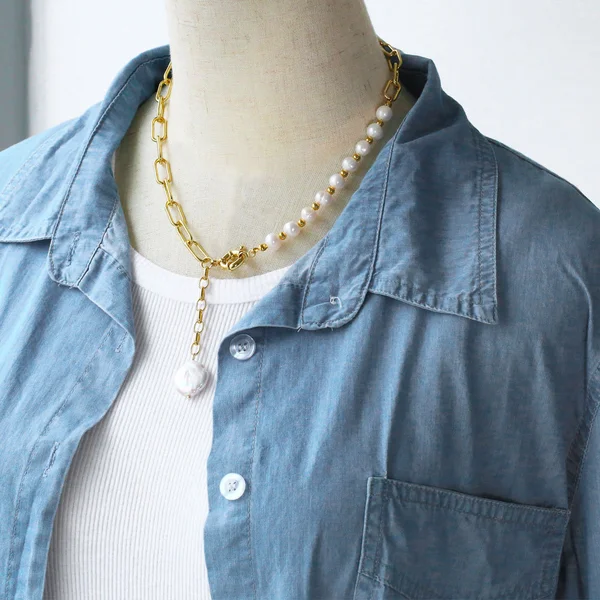 Clearance cold style freshwater pearl necklace European and American Baroque pearl niche design necklace nkb491