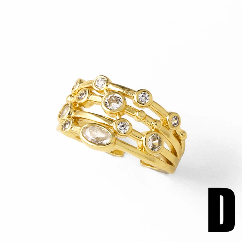 AS jewelry copper plated real gold flower shell full of zircon open ring ring rij49 ring