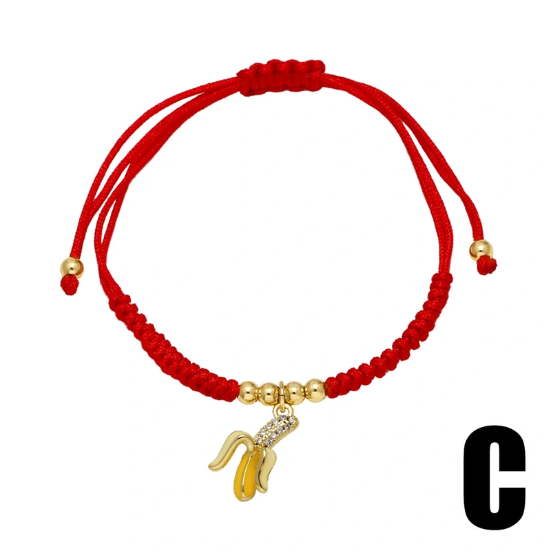 AS jewelry hot selling gold-plated 18k oil drop fruit apple banana red rope bracelet brd68 bracelet