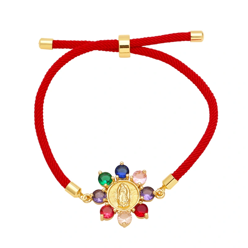 Hot selling fashion Madonna flower braided bracelet women inlaid with colored zircon accessories bracelet bra63