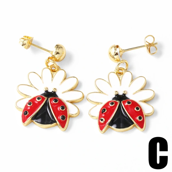 AS jewelry new oil-drip copper plated 18k gold fruit insect strawberry earrings earrings female ery28