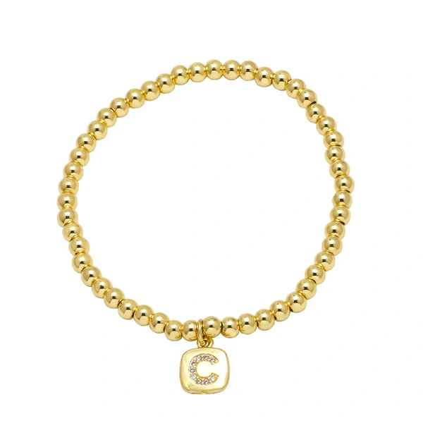 AS jewelry hot selling square 26 English letters pendant bracelet female beaded bracelet brf55