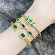 European and American new temperament retro emerald zircon bracelet niche light luxury high-end sugar cube bracelet brd77