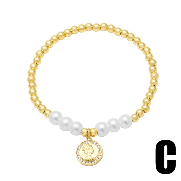 AS jewelry European and American shell pearl Madonna bracelet female copper plated 18k gold hand jewelry bracelet brb97